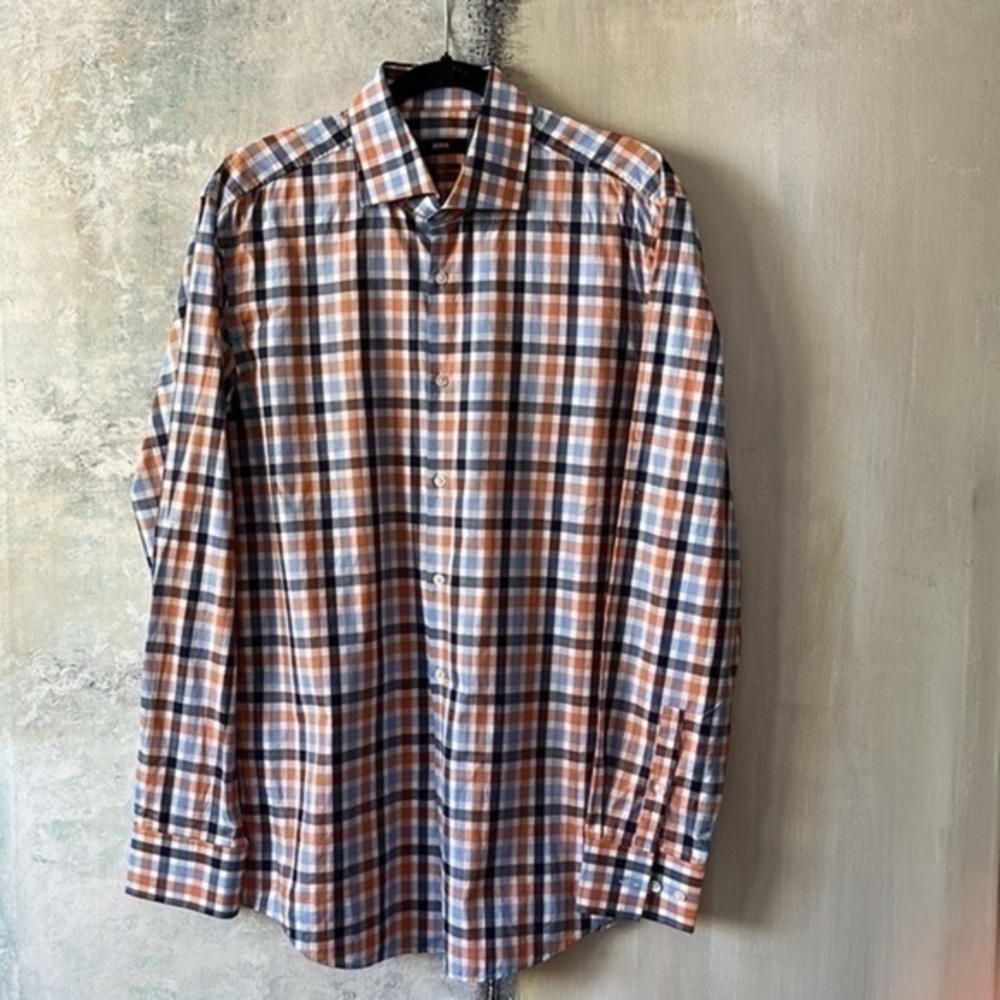 BOSS Checkered Button Down Shirt 16 1/2